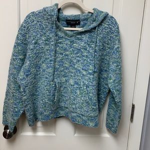 Venezia Cropped Sweater 26/28 Pull Over with Hood and Front Pocket 30% Wool READ